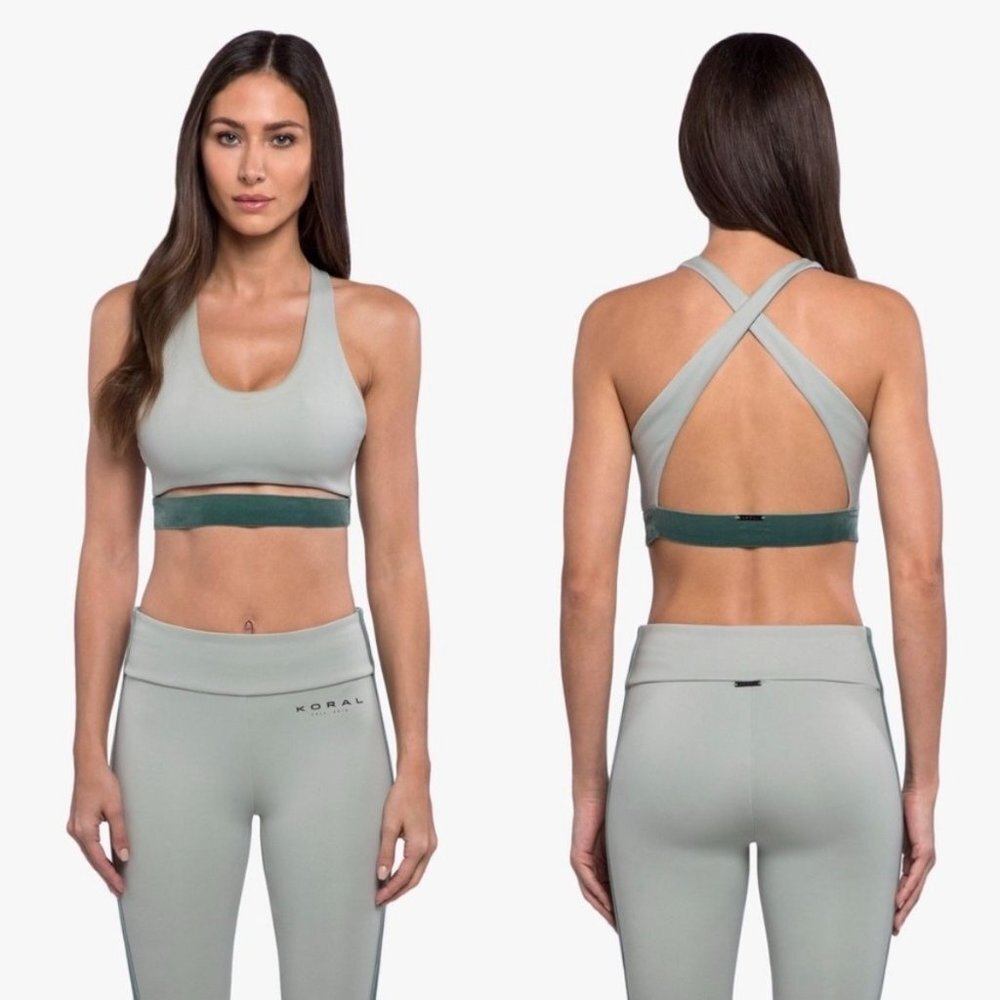 Koral Mineral Green Spring Scuba Sports Bra Velvet Band